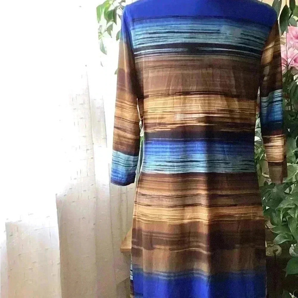 Mlle Gabrielle blue/brown/black  gorgeous patterned  wrap dress size XL - Picture 7 of 10